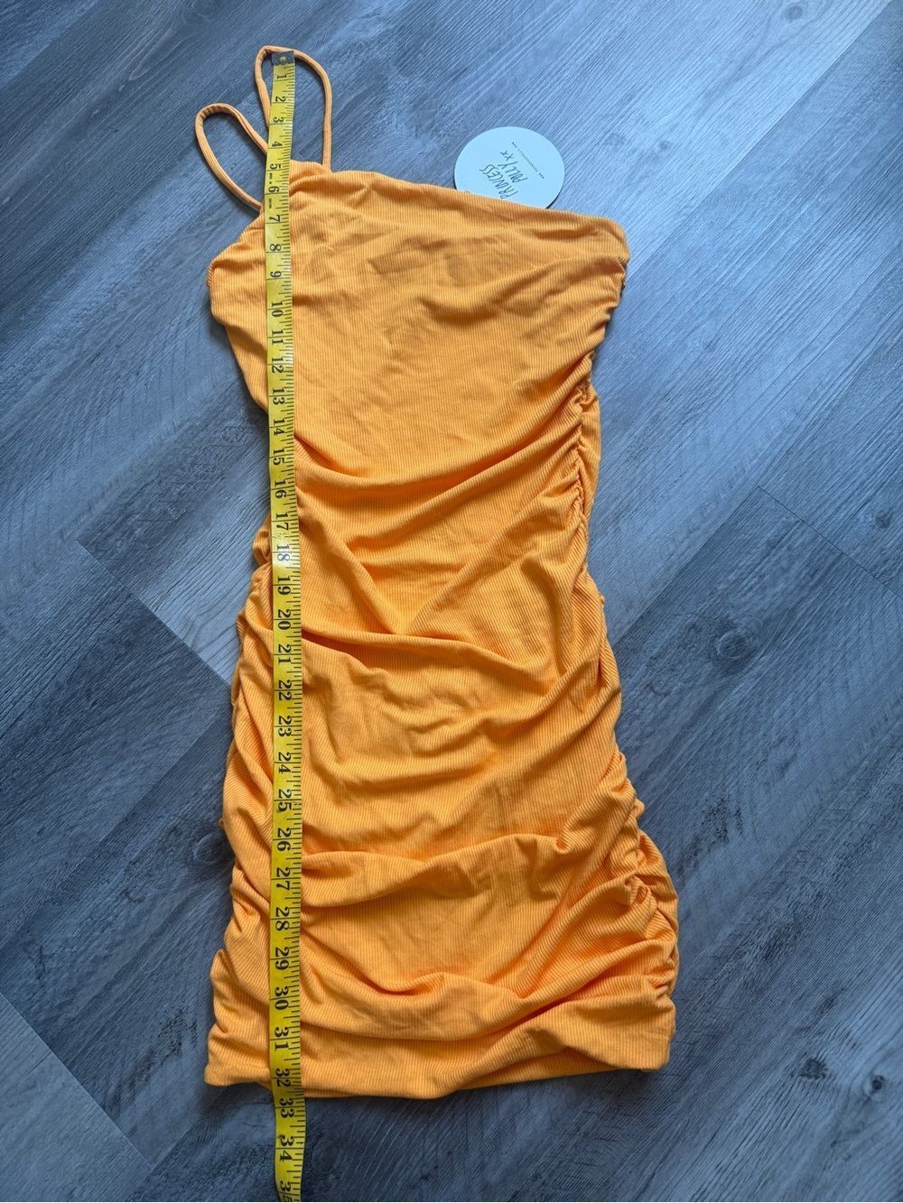 Princess Polly Reece Mini Dress NEW Orange Ribbed Ruched Bodycon - Picture 10 of 12